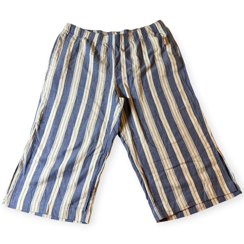 Old Navy Wide Leg Capri Pants, Blue/White Stripes, NWT, Women's 2XL